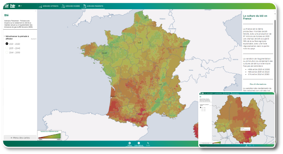 Map of France with the variation of wheat yeilds